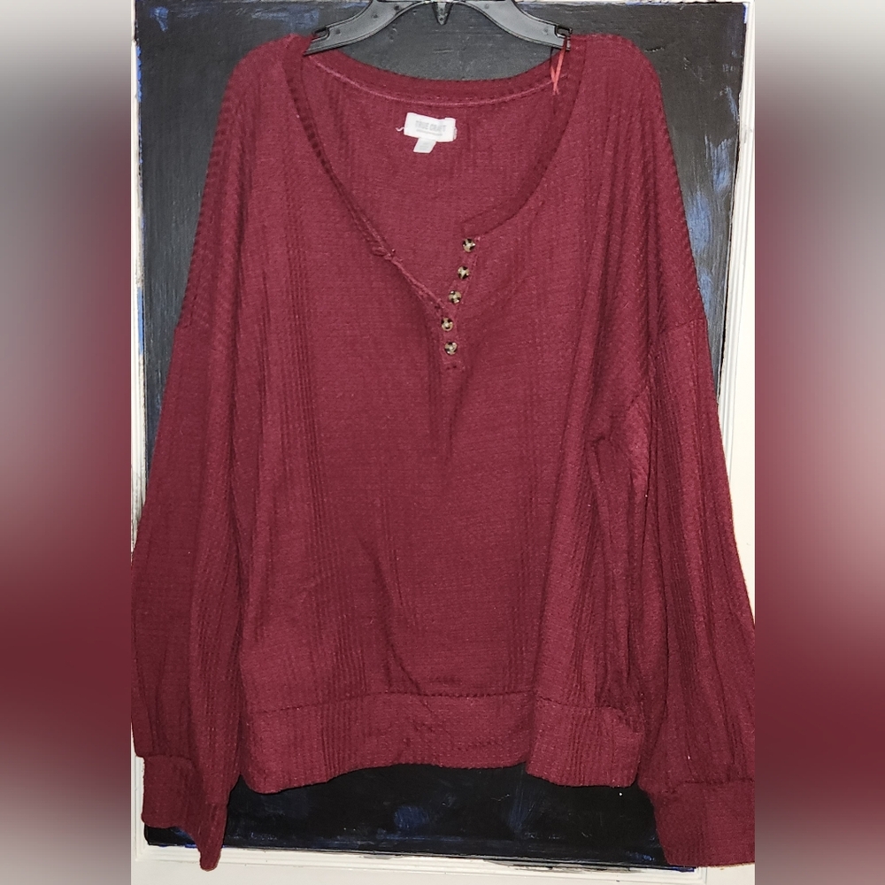 True Craft Women's Maroon Henley Sweatshirt